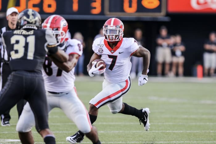 D’Andre Swift is the most recent Bulldog to surpass 1,000 rushing yards in a single season. He finished the 2019 season with 1,218 yards and seven touchdowns